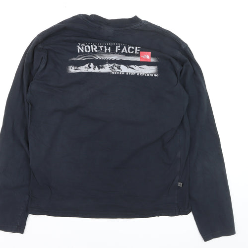 The North Face Men's Blue Long Sleeve Cotton Crew Neck Top M