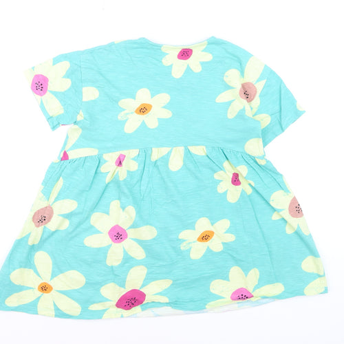Next Girls Blue Floral Cotton Skater Dress 9 Years Short Sleeve