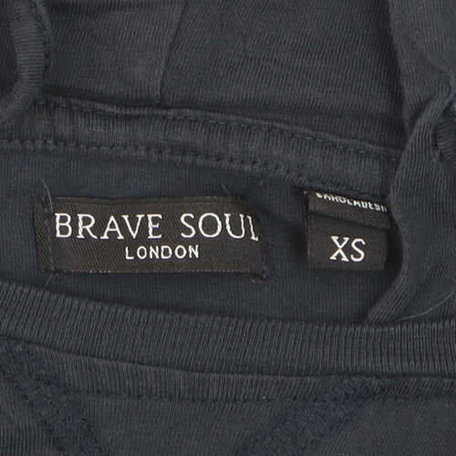 Brave Soul Men's Blue XS Hoodie Long Sleeve Cotton Top