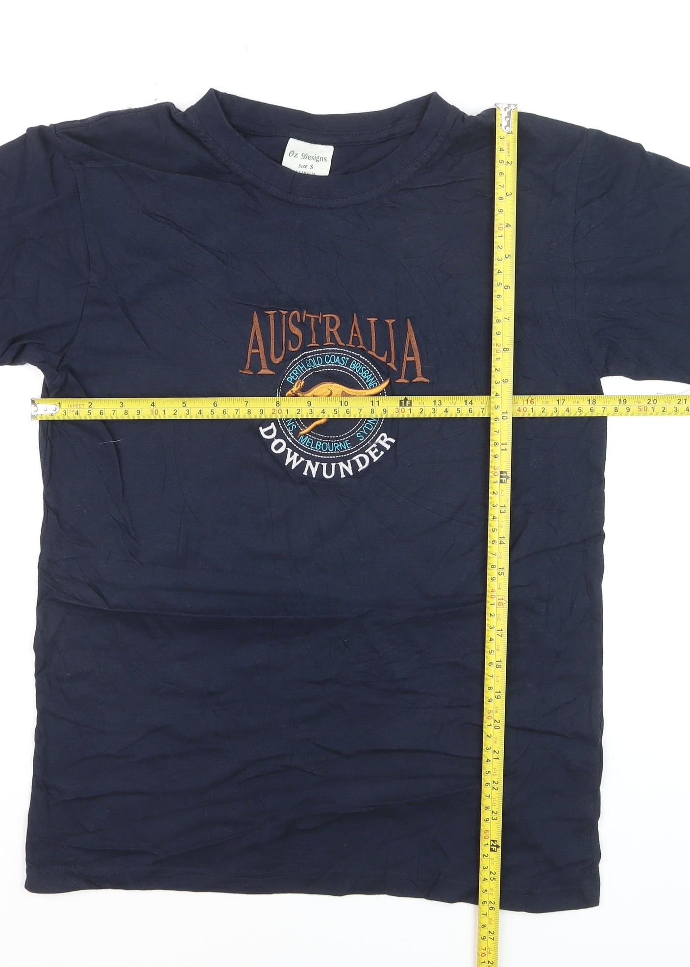 Oz Designs Men's Blue Australia Downunder Cotton T-Shirt Size S