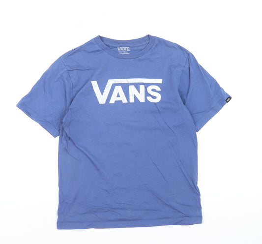 Vans Men's Blue Classic Fit T-Shirt Size L 100% Organic Cotton Logo