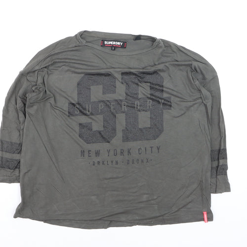 Superdry Boys Khaki Long Sleeve Graphic T-Shirt Size S