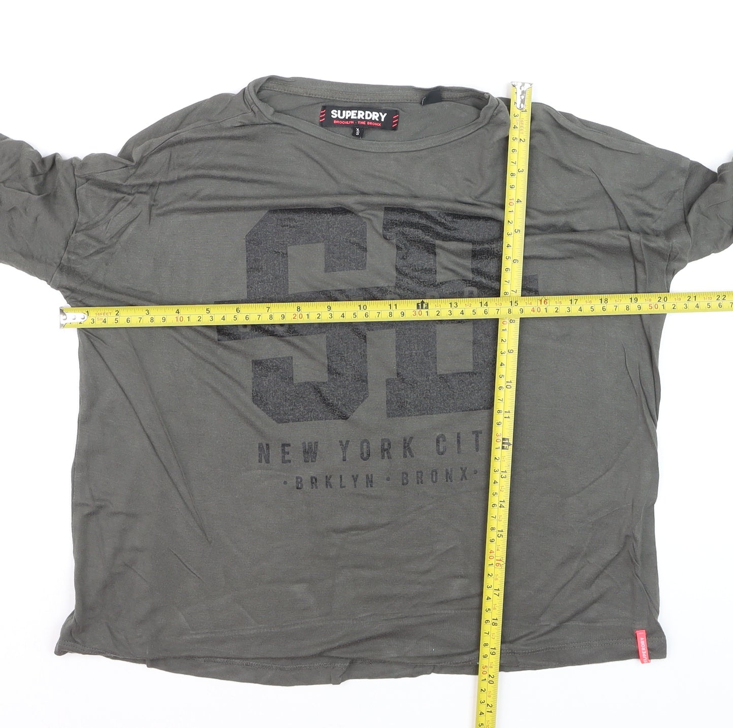 Superdry Boys Khaki Long Sleeve Graphic T-Shirt Size S