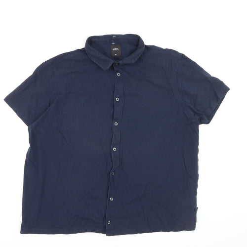 Burton Menswear London Men's Blue 2XL Short Sleeve Button-Up Shirt