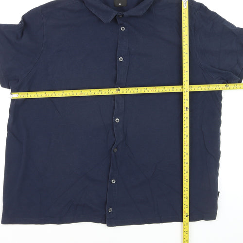 Burton Menswear London Men's Blue 2XL Short Sleeve Button-Up Shirt