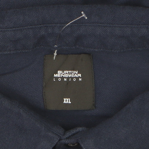 Burton Menswear London Men's Blue 2XL Short Sleeve Button-Up Shirt