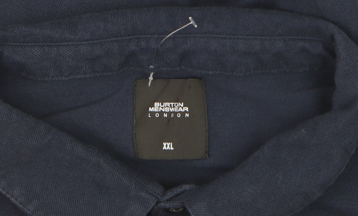 Burton Menswear London Men's Blue 2XL Short Sleeve Button-Up Shirt
