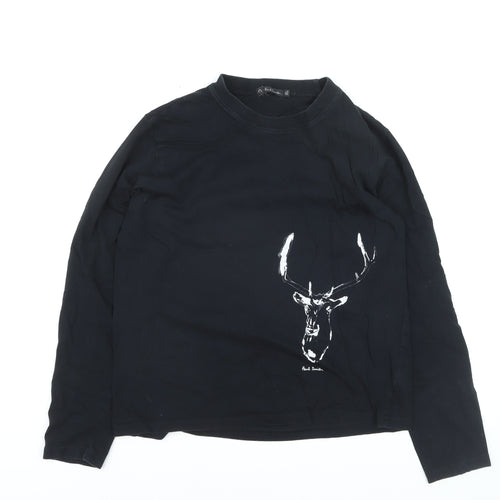 Paul Smith Boys Black XL Long Sleeve Deer Graphic Cotton T-Shirt
