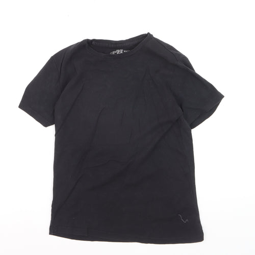RRL Boys Black Cotton Crew Neck Short Sleeve Basic T-Shirt M
