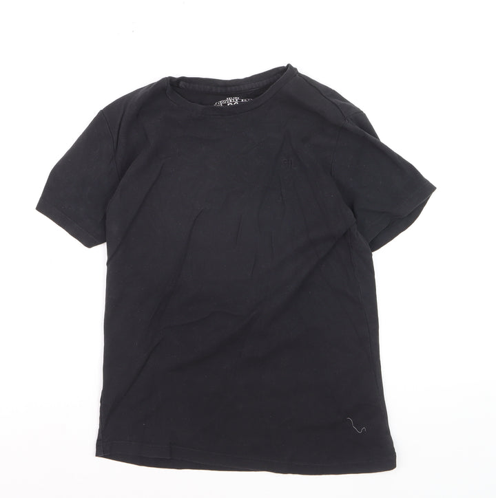 RRL Boys Black Cotton Crew Neck Short Sleeve Basic T-Shirt M