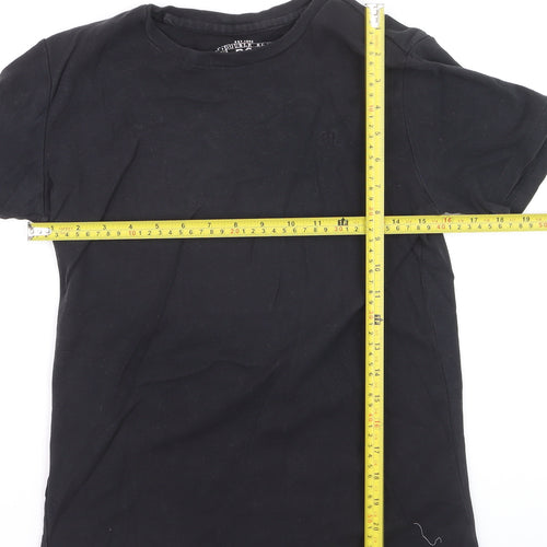 RRL Boys Black Cotton Crew Neck Short Sleeve Basic T-Shirt M