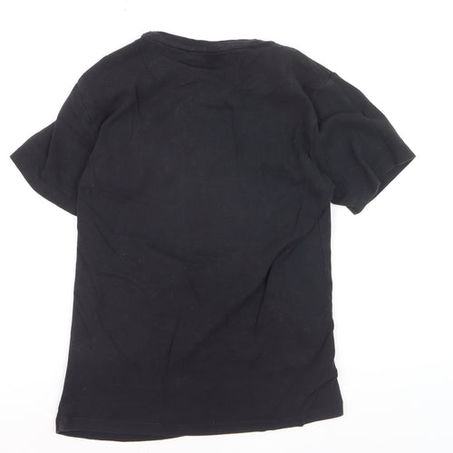 RRL Boys Black Cotton Crew Neck Short Sleeve Basic T-Shirt M
