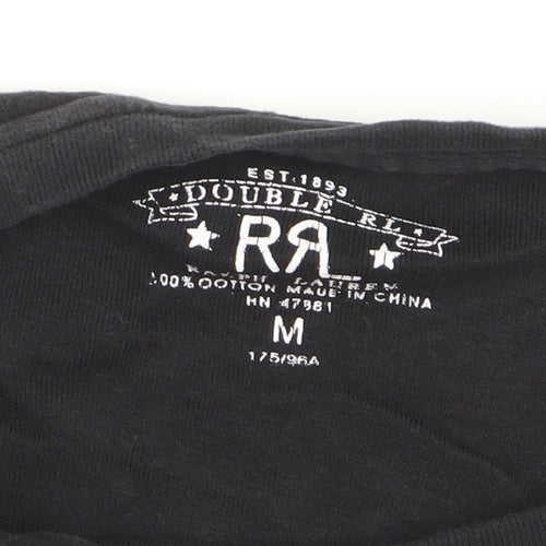 RRL Boys Black Cotton Crew Neck Short Sleeve Basic T-Shirt M