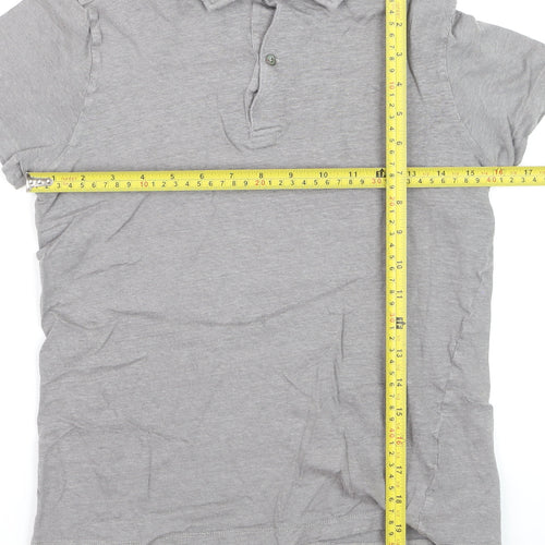 Massimo Dutti Boys Grey Linen Blend Short Sleeve Polo Shirt Size S