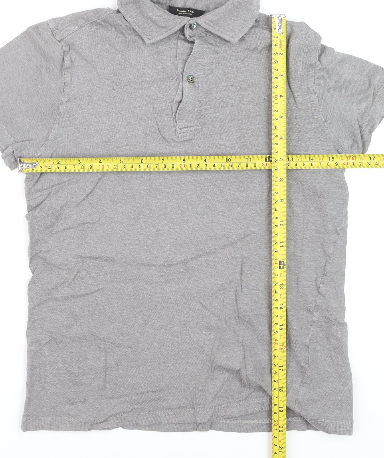 Massimo Dutti Boys Grey Linen Blend Short Sleeve Polo Shirt Size S