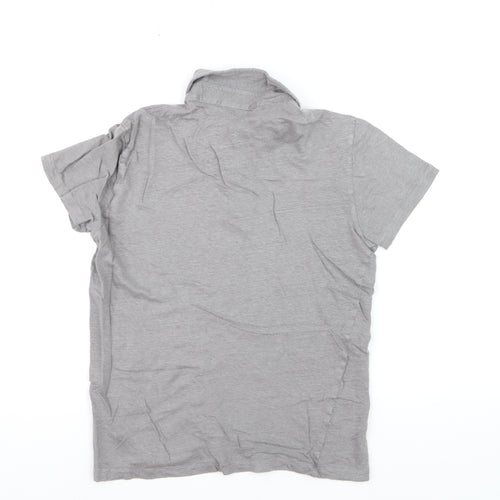 Massimo Dutti Boys Grey Linen Blend Short Sleeve Polo Shirt Size S