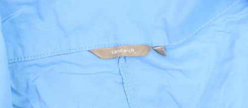 Sandwich Women’s Blue Cotton Shift Dress M Sleeveless Cowl Neck