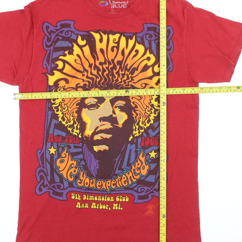 Liquid Blue Men's Red Jimi Hendrix Graphic Rock Cotton T-Shirt M