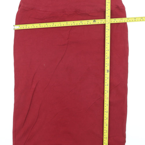 River Island Women’s Red Cotton Stretch Pencil Skirt Size 14