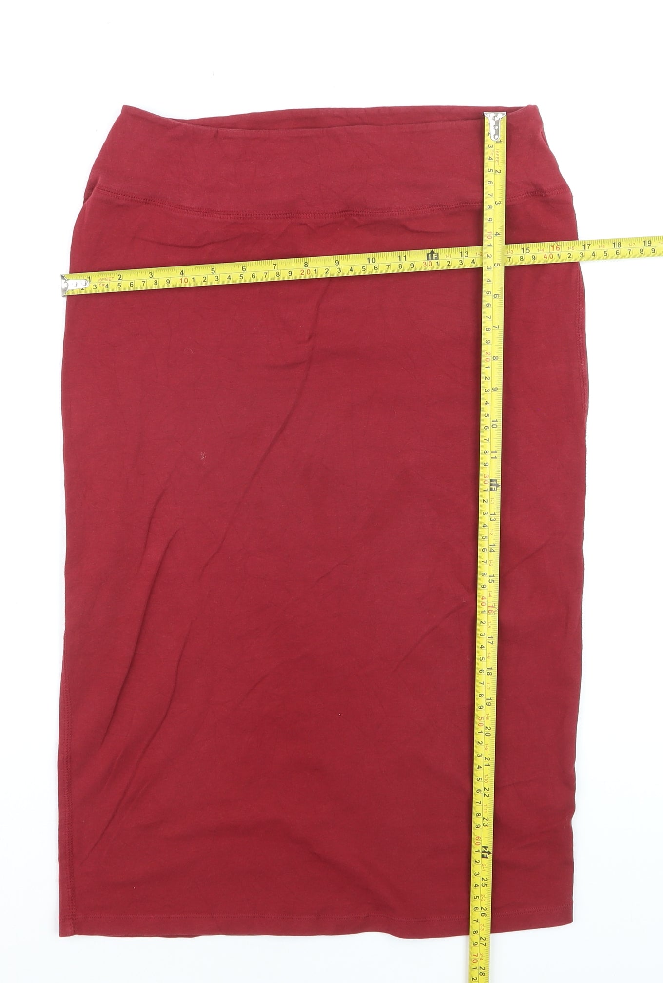 River Island Women’s Red Cotton Stretch Pencil Skirt Size 14