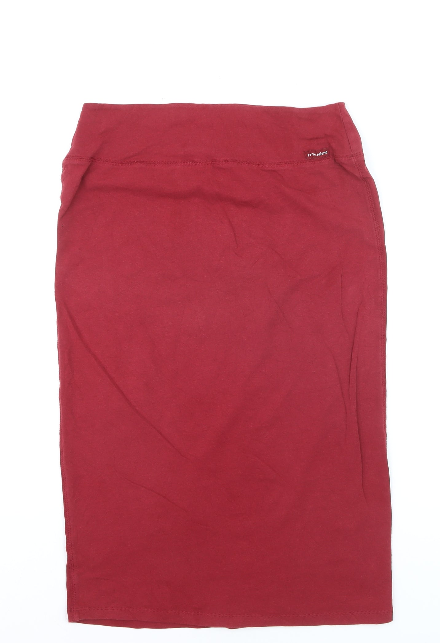 River Island Women’s Red Cotton Stretch Pencil Skirt Size 14