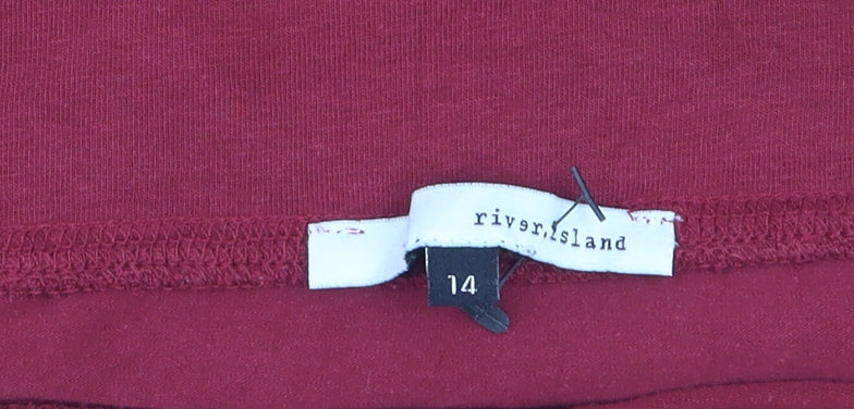 River Island Women’s Red Cotton Stretch Pencil Skirt Size 14