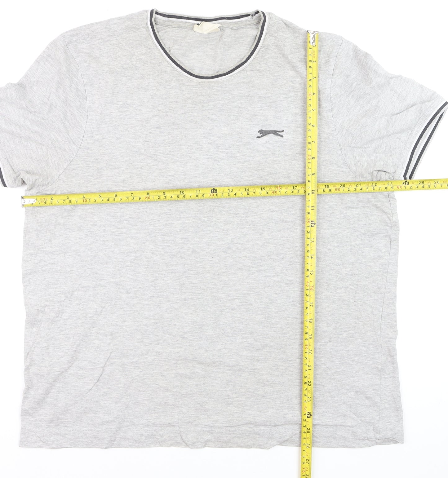 Slazenger Men's Grey XL Crew Neck Short Sleeve Cotton T-Shirt