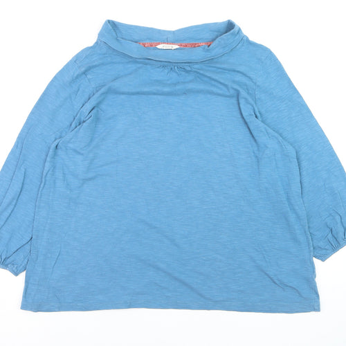 White Stuff Women's Blue Cotton Cowl Neck Long Sleeve Pullover Jumper UK 20