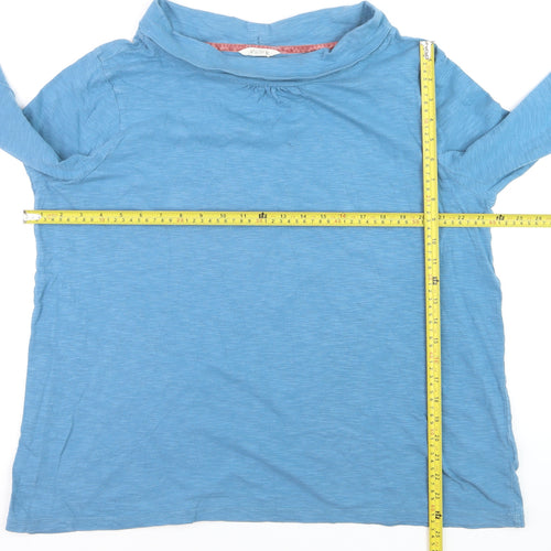 White Stuff Women's Blue Cotton Cowl Neck Long Sleeve Pullover Jumper UK 20