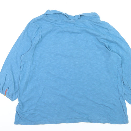 White Stuff Women's Blue Cotton Cowl Neck Long Sleeve Pullover Jumper UK 20