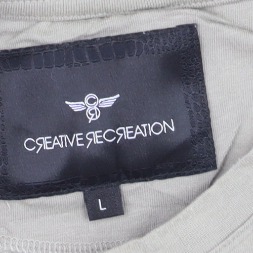Creative Recreation Men's Beige Graphic Logo T-Shirt Size L