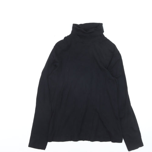 M&Co Women’s Black Cotton Roll Neck Long Sleeve Pullover Jumper Size 16