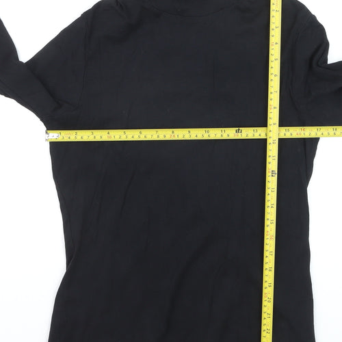 M&Co Women’s Black Cotton Roll Neck Long Sleeve Pullover Jumper Size 16