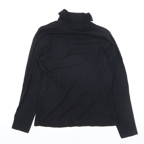 M&Co Women’s Black Cotton Roll Neck Long Sleeve Pullover Jumper Size 16