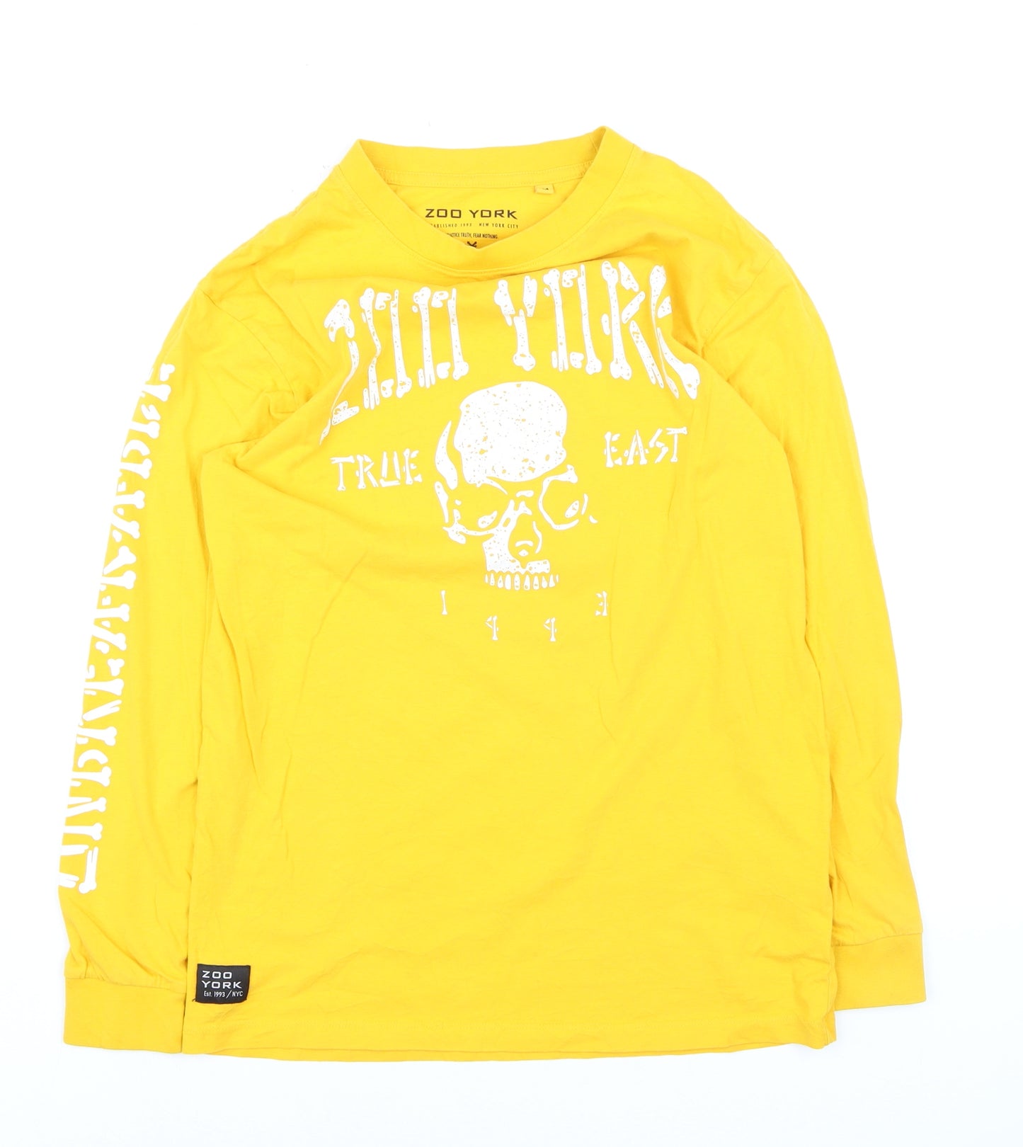 Zoo York Men's Yellow Graphic Skull Long Sleeve Cotton Top M