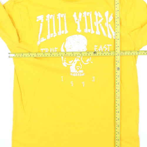 Zoo York Men's Yellow Graphic Skull Long Sleeve Cotton Top M