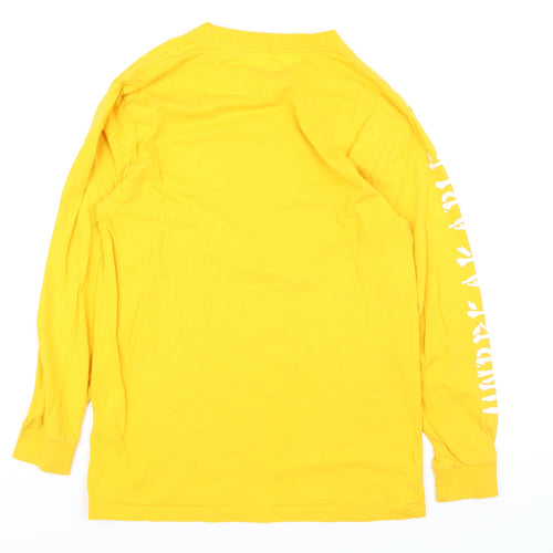 Zoo York Men's Yellow Graphic Skull Long Sleeve Cotton Top M