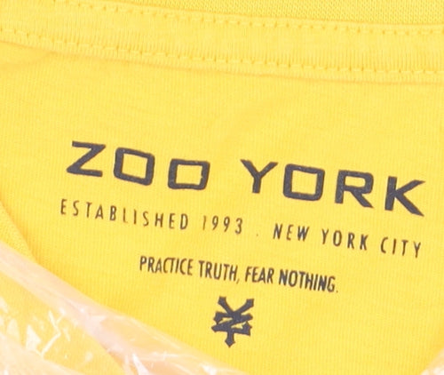Zoo York Men's Yellow Graphic Skull Long Sleeve Cotton Top M