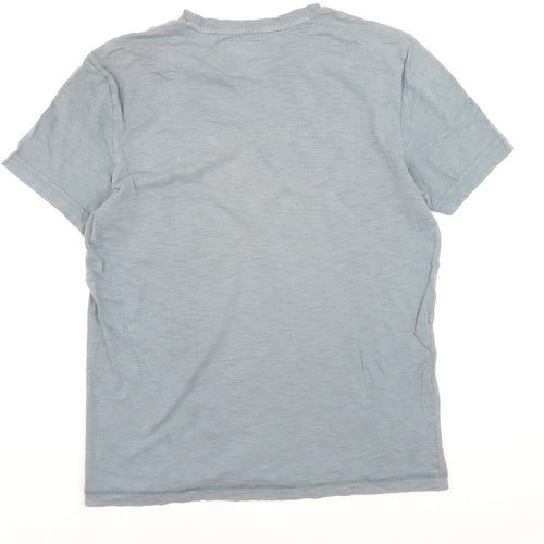 Criminal Men Blue Crew Neck Cotton Short Sleeve T-Shirt M