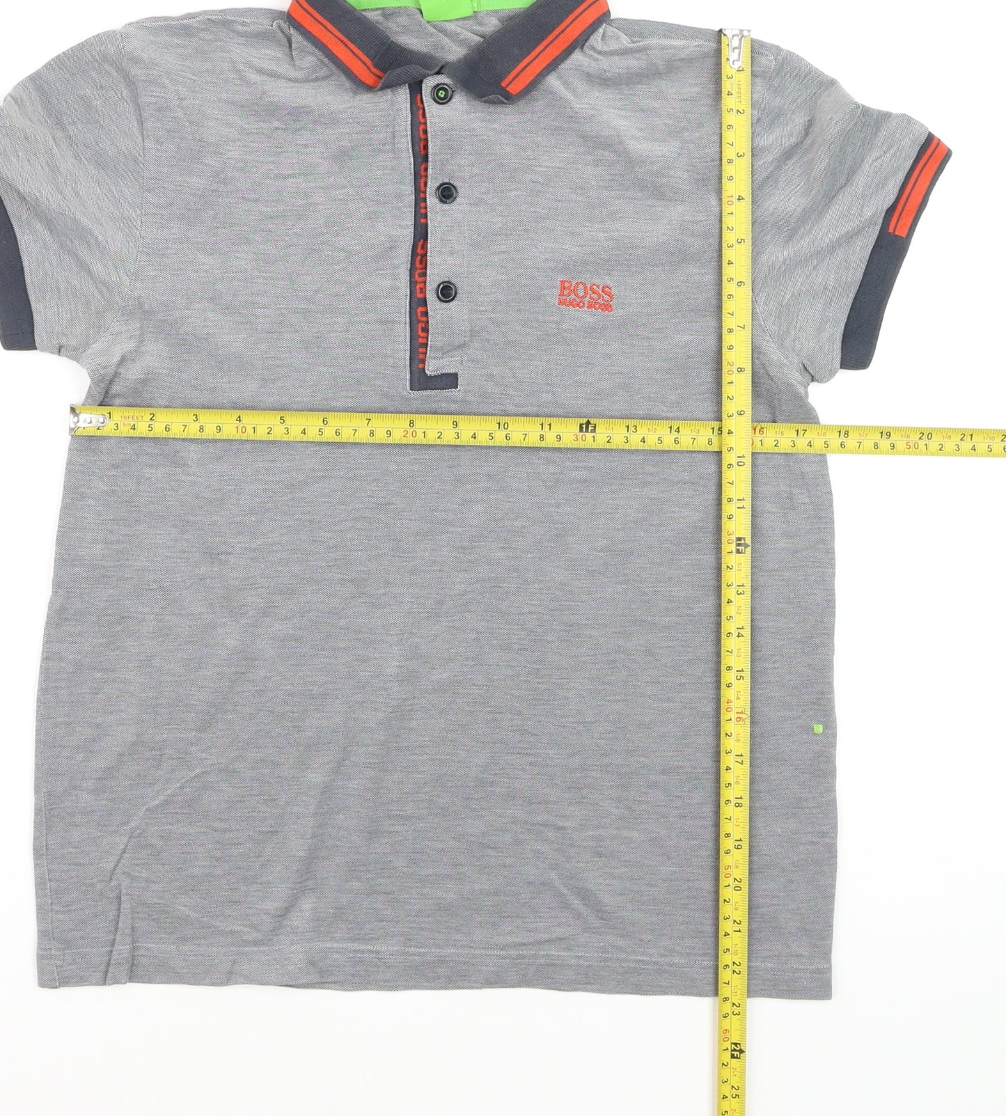 BOSS Boys Grey Slim Fit Cotton Polo Shirt M Short Sleeve
