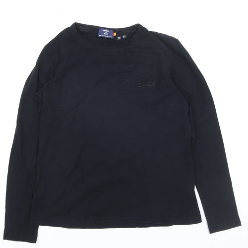 Superdry Men's Black Long Sleeve Organic Cotton Crew Neck Top Size M