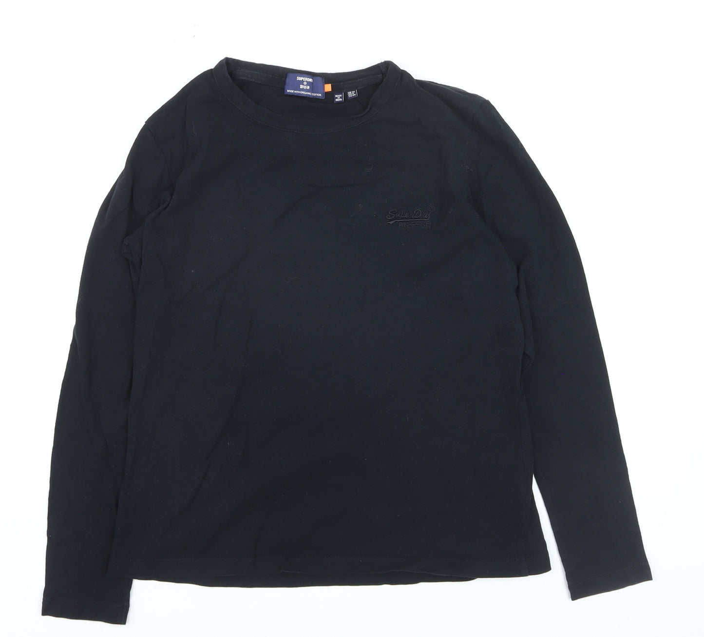 Superdry Men's Black Long Sleeve Organic Cotton Crew Neck Top Size M