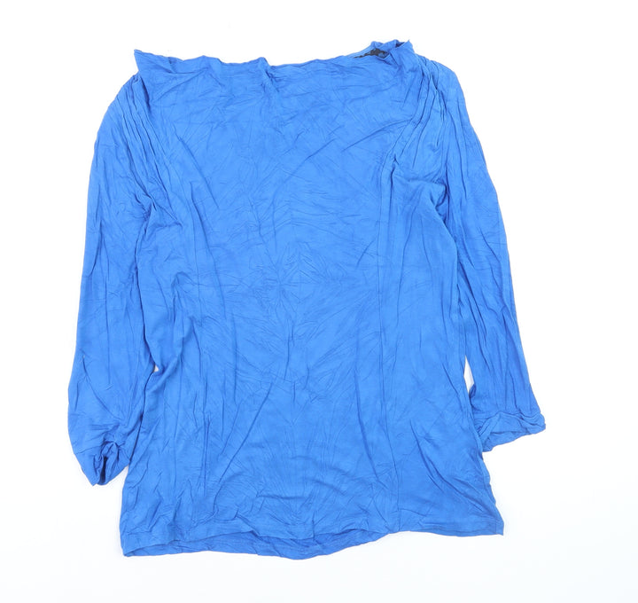 White Stuff Women's Blue Viscose Long Sleeve Blouse Size 10