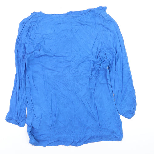 White Stuff Women's Blue Viscose Long Sleeve Blouse Size 10
