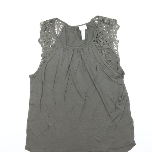 H&M Women's Green Crochet Trim Sleeveless Camisole Tank Top XS