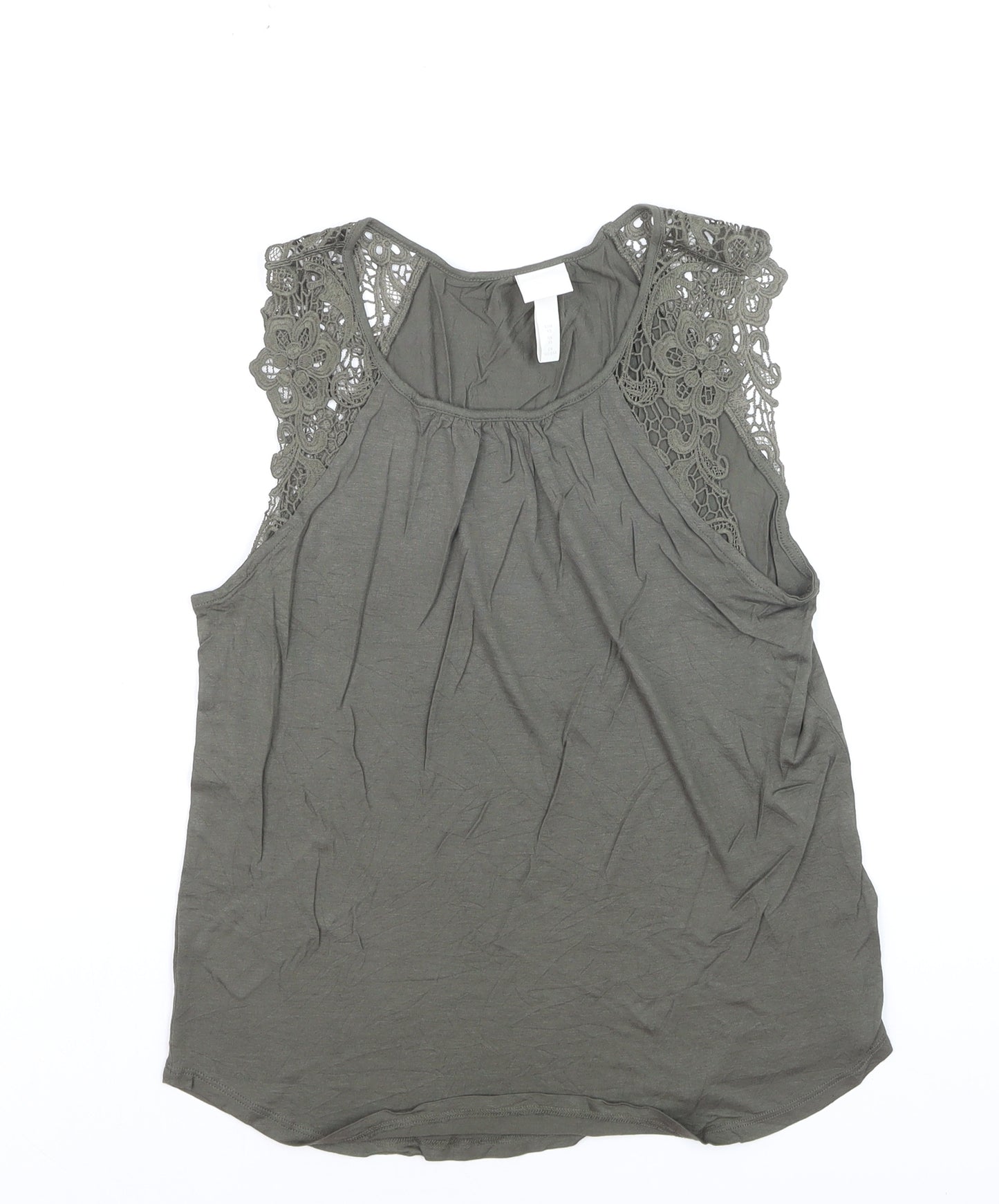 H&M Women's Green Crochet Trim Sleeveless Camisole Tank Top XS
