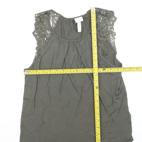 H&M Women's Green Crochet Trim Sleeveless Camisole Tank Top XS