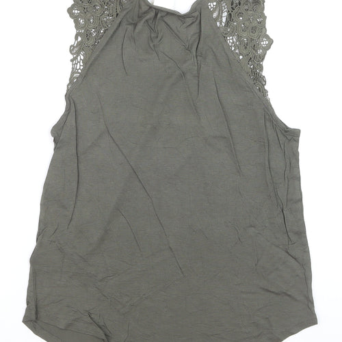 H&M Women's Green Crochet Trim Sleeveless Camisole Tank Top XS