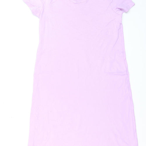 Lands' End Women's Petite Purple Cotton Midi T-Shirt Dress S