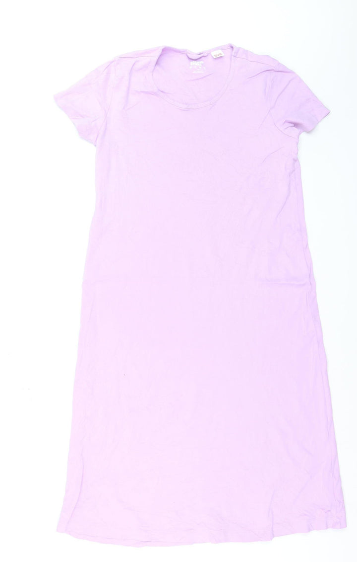 Lands' End Women's Petite Purple Cotton Midi T-Shirt Dress S